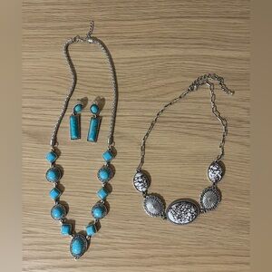 Turquoise and Silver Western Jewelry Set